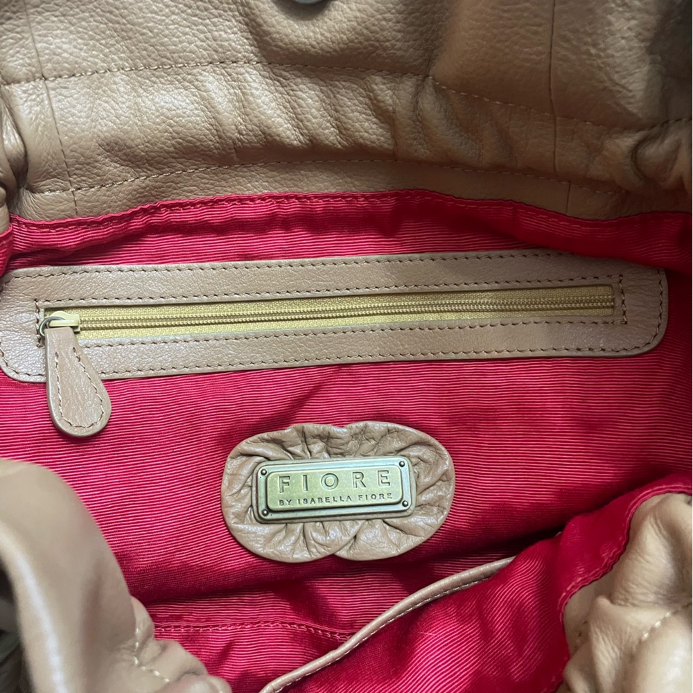 Isabella Fiore Camel Soft Pebbled Leather Hobo Bag - Picture 12 of 15